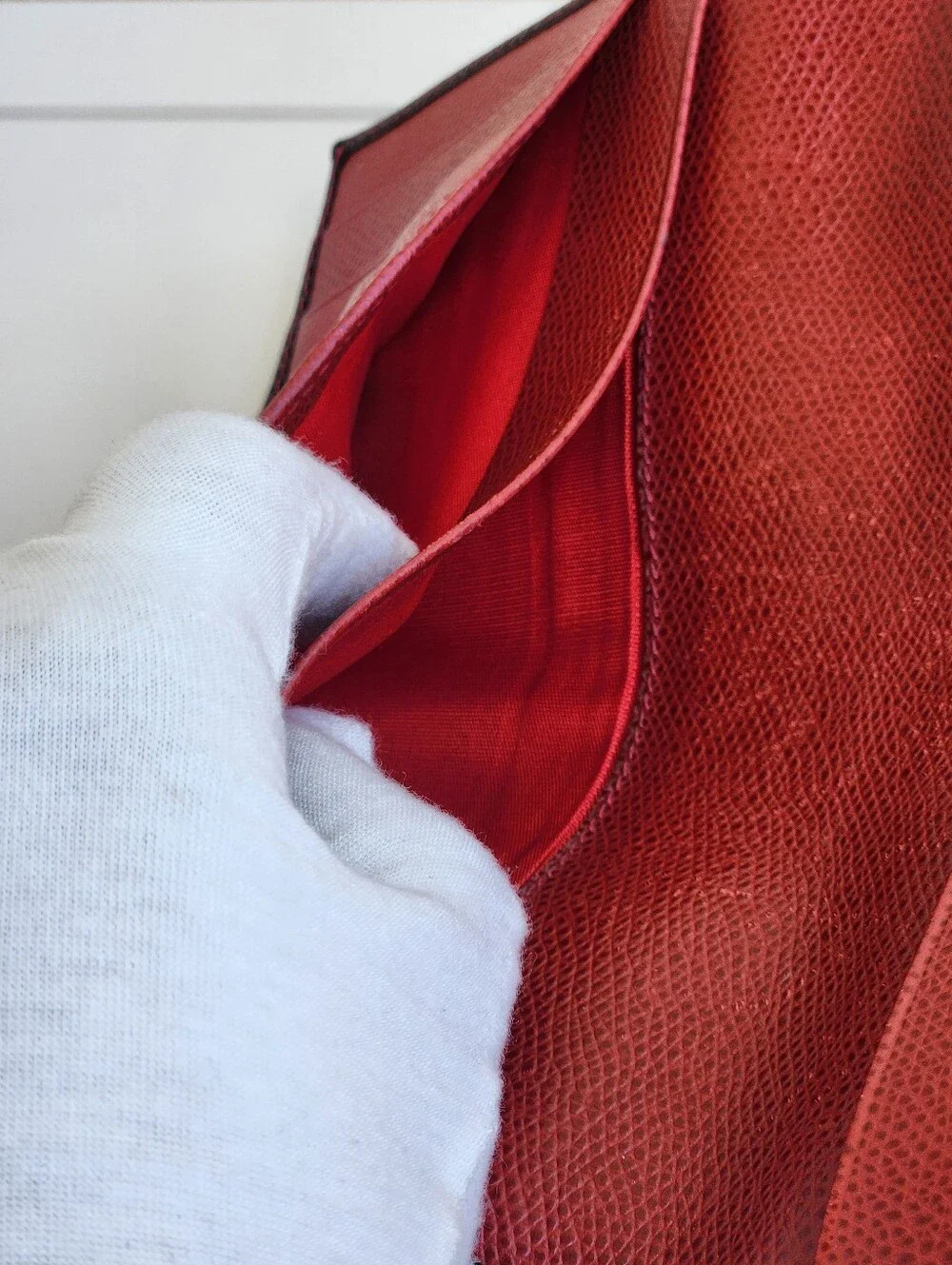 Celine Paris Red Leather Card/ Passport Holder/long Bifold Wallet